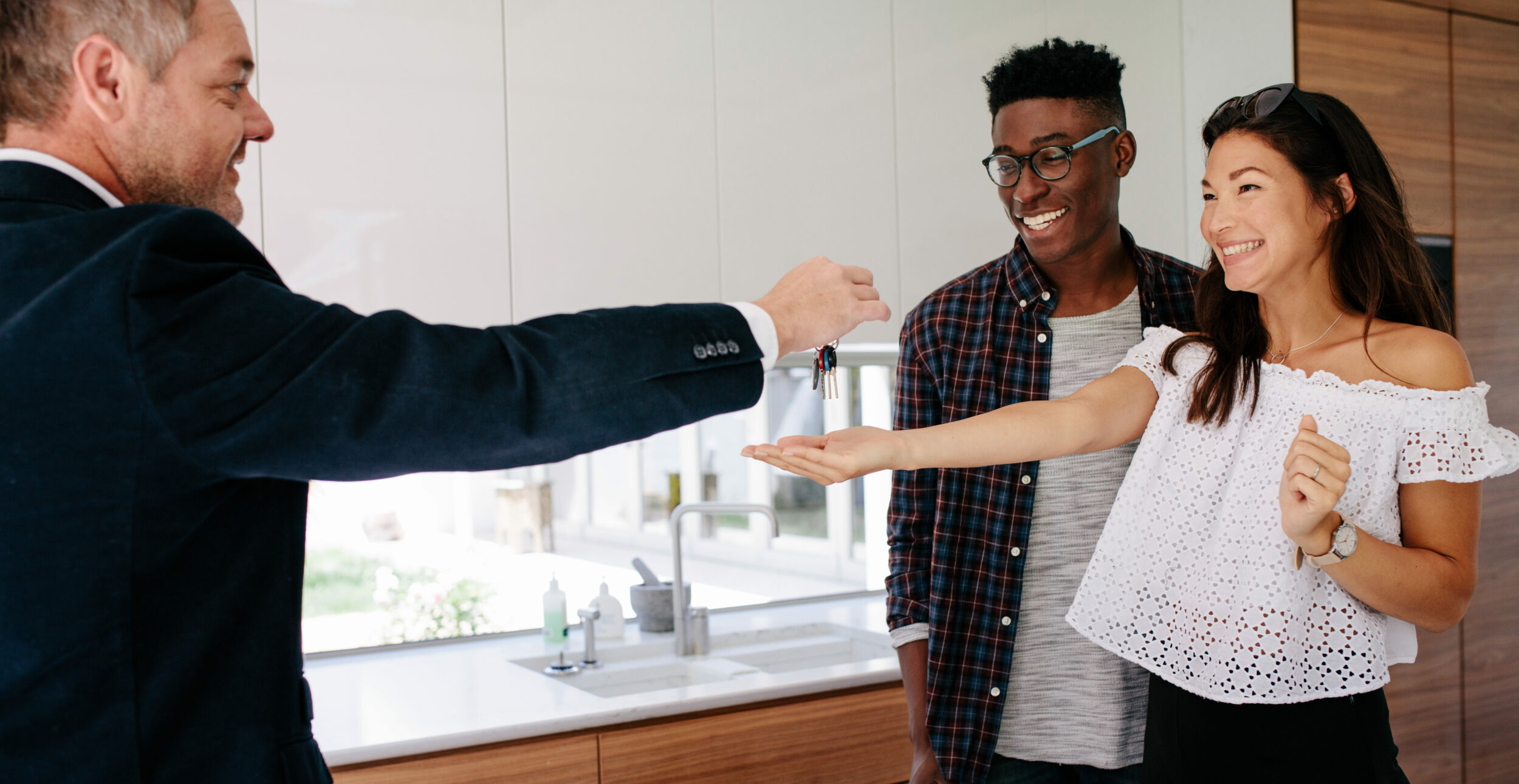 Realtor handing over keys