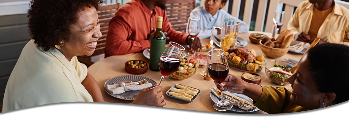 Family sitting around the dinner table